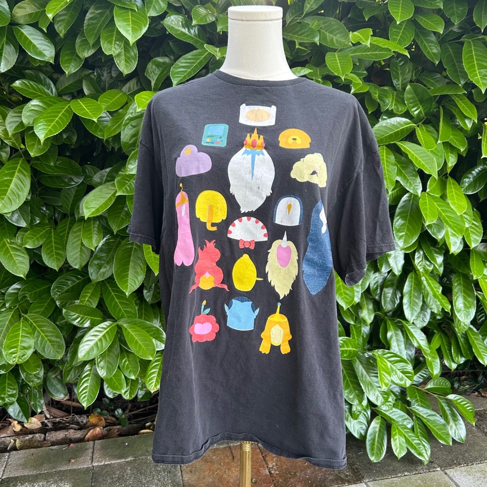 Adventure Time Cartoon Network Graphic‎ T-Shirt Women Black Characters Tee
